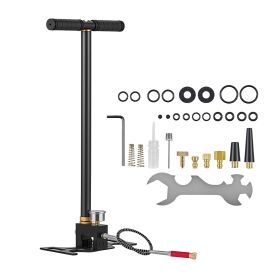 PCP Hand Pump, 3 Stage, High Pressure Air Rifle Filling Stirrup Pump, Max 41.37 MPa 6000 PSI, with Oil-Moisture Filter, Pressure Gauge