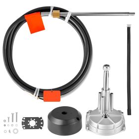Boat Steering System, 17 ft Boat Control Cable Outboard Rotary Steering System Kit with Aluminum Alloy Helm