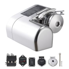 Horizontal Fishing Windlass, 12V DC 600W, Windlass Anchor Systems Fit for 1/4-Inch Chain or 9/16 & 5/8 Inch Nylon Rope, Max Pull 573 lbs