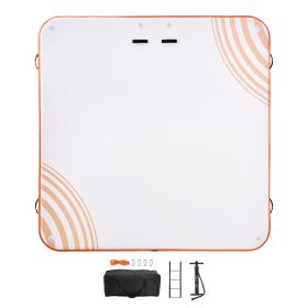 Inflatable Floating Dock, 7 x 7FT Inflatable Dock Platform, Non-Slip Water Floating Dock Mat with Portable Carrying Bag & Detachable Ladder