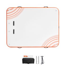 Inflatable Floating Dock, 8 x 6FT Inflatable Dock Platform, Non-Slip Water Floating Dock Mat with Detachable Ladder & Portable Carrying Bag