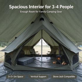 9.8FT 13.1FT Options Bell TentWaterproof Oxford Glamping Tent With Stove Jack 4 Season Family Camping Yurt Tent (Option: 9.8FT-Dark Green)