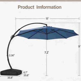 Cantilever Patio Umbrella 11ft Offset Cantilever Patio Umbrella With Base Included Large Round Aluminum Outdoor Umbrella 360 Rotation  Infinite T (Option: Blue)