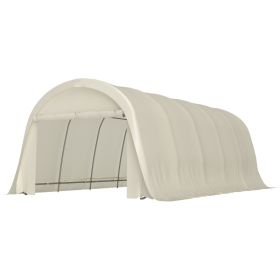 12 x 23.6 Heavy Duty Carport, UPF50+ Portable Garage Car Canopy Tent with Galvanized Frame, Large Door, Beige (Option: Beige-1610x435x215 mm)