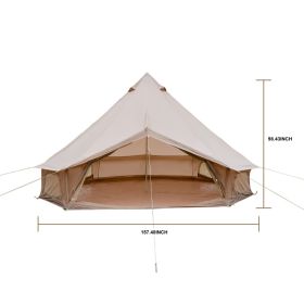 9.8FT 13.1FT Options Bell TentWaterproof Oxford Glamping Tent With Stove Jack 4 Season Family Camping Yurt Tent (Option: 13.1FT-Beige)