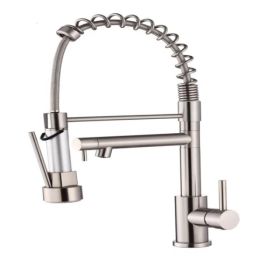 Kitchen Faucet with Pull Down Sprayer, Touch On Single Handle 2- Function Stainless Steel Spring Neck, Single Hole Installation for Residential, (Option: Default title)