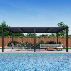 Pergola Modern Style With Adjustable Louvers For Outdoor Roof, Garden, Easy Assembly, Durable, Charcoal (Option: 12 X 20)