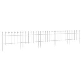 Metal Decorative Garden Fence, 9.2 x 17.25" 5 Steel Panels, Decorative Border for Landscape, Flower Bed, Animals, White (Option: White-600x490x140 mm)