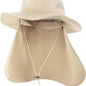 Oversize UV Fishing Sun Hat for Big Heads  Quick Dry Boonie Hats,Large Cooling Safari Hats with Strap (Color: Khaki-b   XX-Large-3X-Large)
